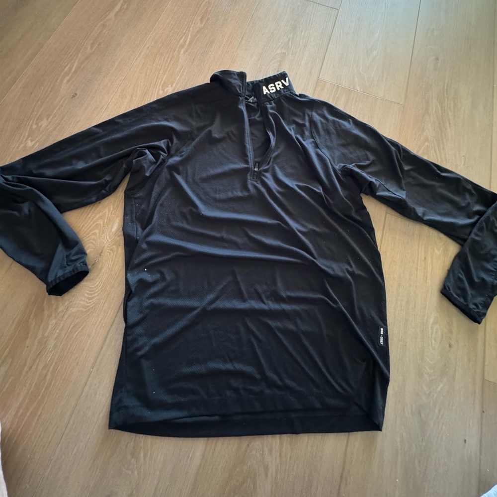 ASRV Black Quarter-Zip Performance Top with White Logo